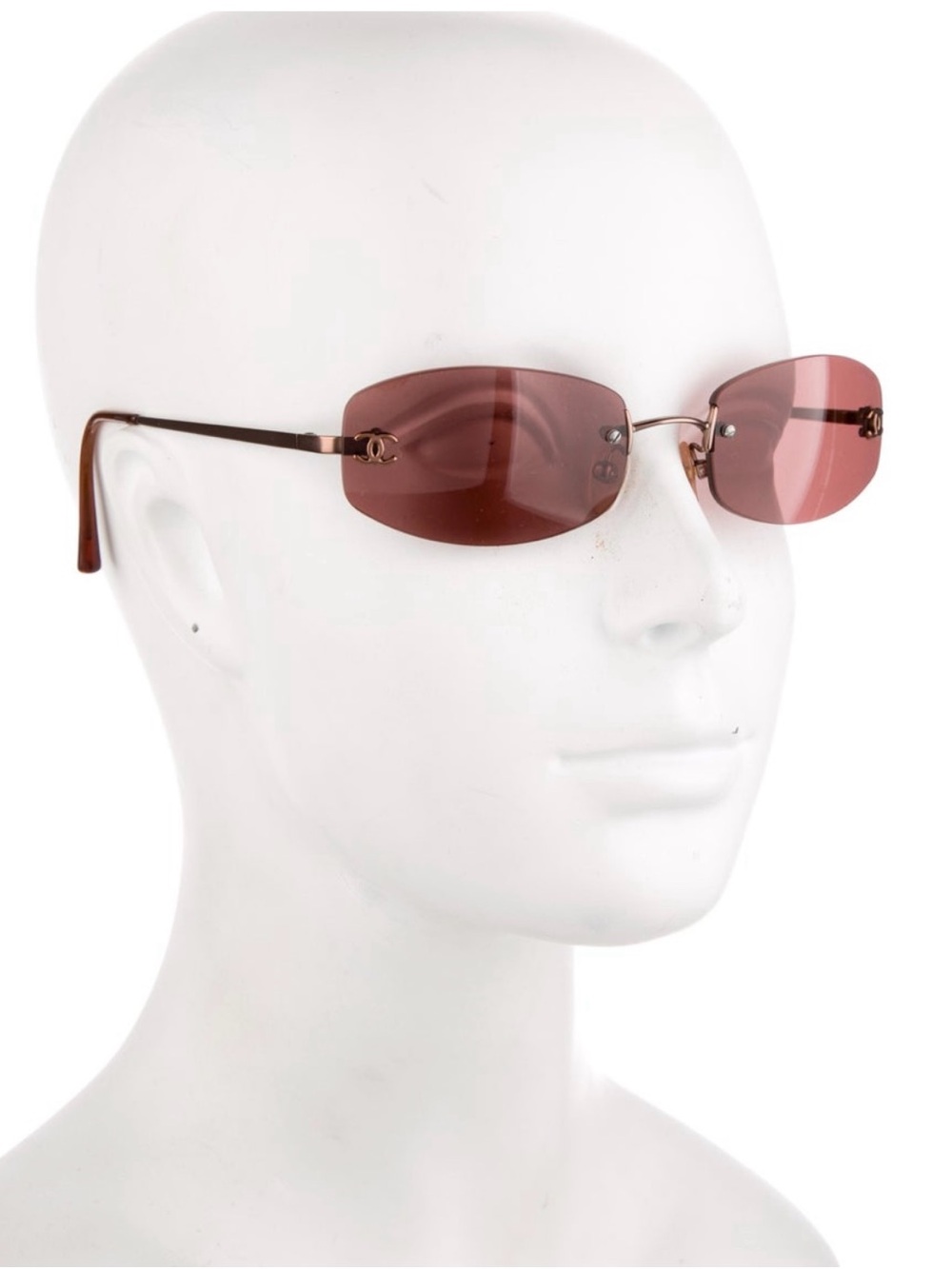 Authentic Chanel vintage sunglasses interlocking CC rose gold burgundy